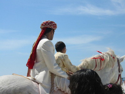 On his wedding day