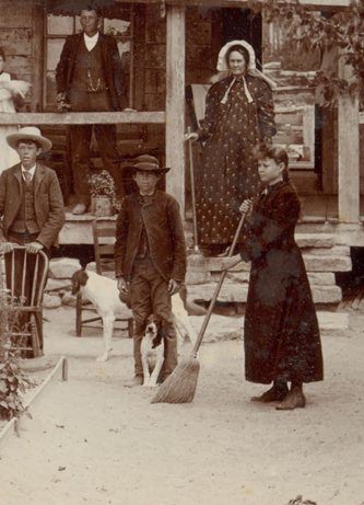 O'Quinn Texas - Woman sweeping yard