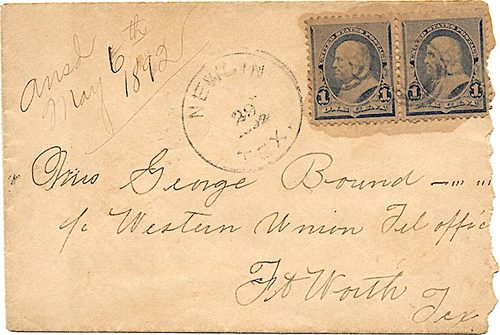 Newlin TX Hall County 1892 Postmark 