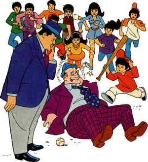 The Chan Clan -- all of 'em -- close in on a villain. Artist: Warren Tufts.