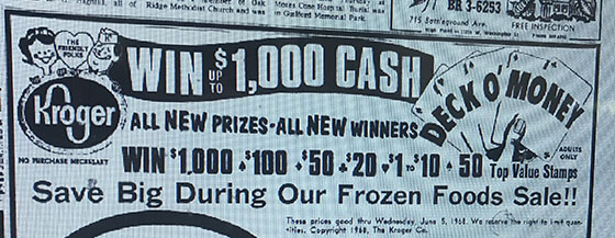 Kroger promotion 1960s - Race to Riches