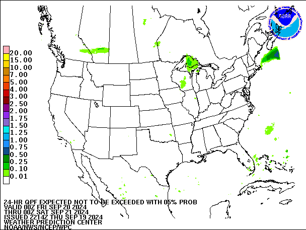 24-Hour 5th
                     Percentile QPF valid 00Z September 21, 2024