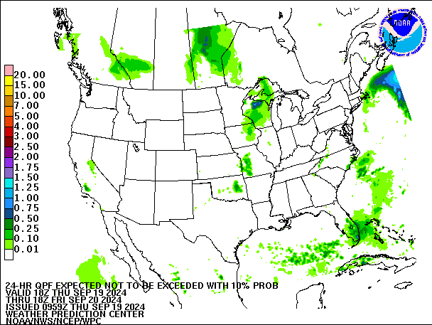 24-Hour 10th
                     Percentile QPF valid 18Z September 20, 2024