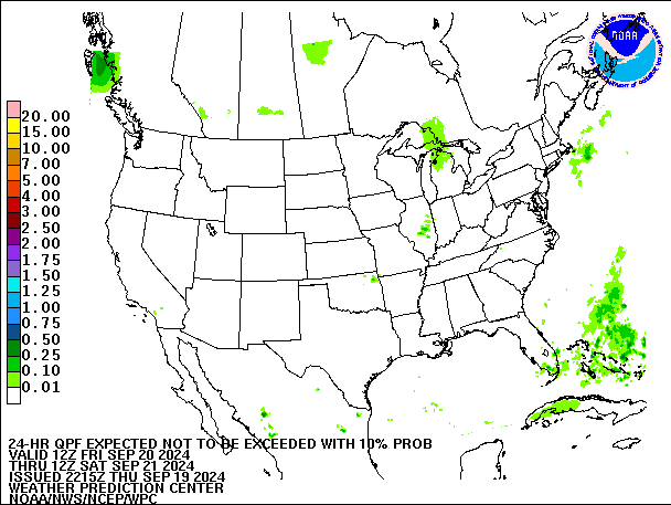 24-Hour 10th
                     Percentile QPF valid 12Z September 21, 2024