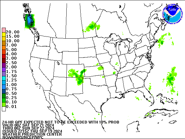 24-Hour 10th
                     Percentile QPF valid 00Z September 22, 2024