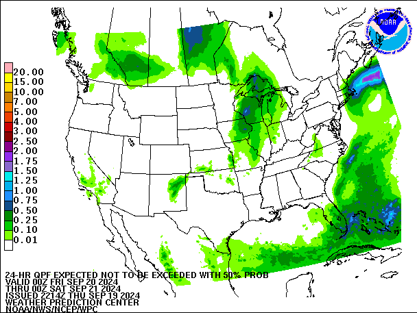 24-Hour 50th
                     Percentile QPF valid 00Z September 21, 2024