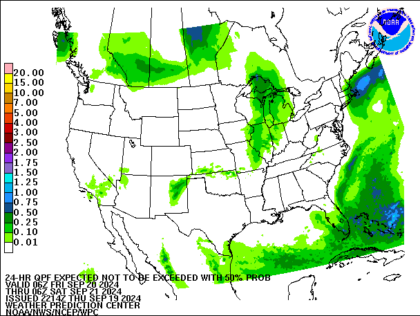 24-Hour 50th
                     Percentile QPF valid 06Z September 21, 2024