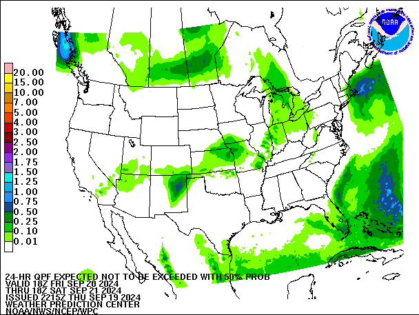 24-Hour 50th
                     Percentile QPF valid 18Z September 21, 2024