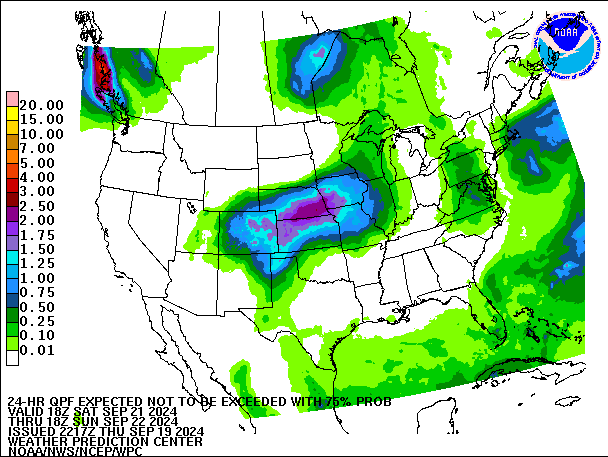 24-Hour 75th
                     Percentile QPF valid 18Z September 22, 2024