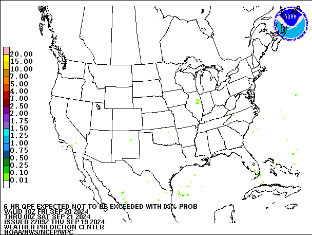 6-Hour 5th
                     Percentile QPF valid 00Z September 21, 2024