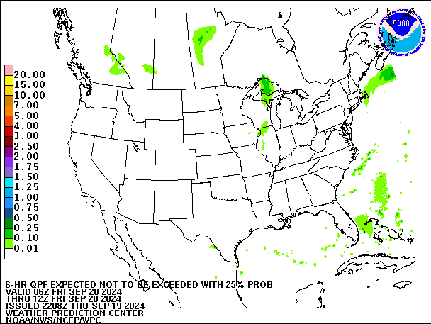 6-Hour 25th
                     Percentile QPF valid 12Z September 20, 2024