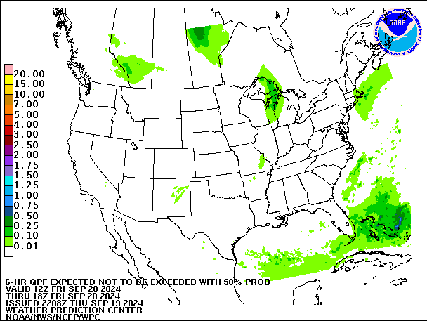 6-Hour 50th
                     Percentile QPF valid 18Z September 20, 2024