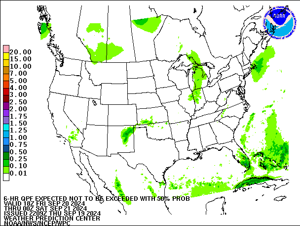 6-Hour 50th
                     Percentile QPF valid 00Z September 21, 2024