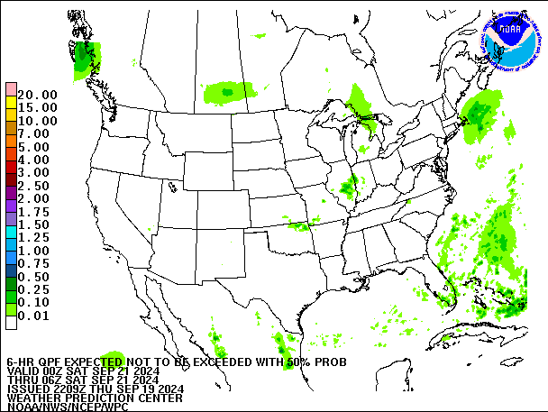 6-Hour 50th
                     Percentile QPF valid 06Z September 21, 2024