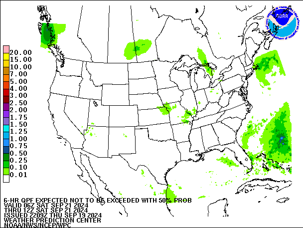 6-Hour 50th
                     Percentile QPF valid 12Z September 21, 2024