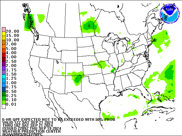 6-Hour 50th
                     Percentile QPF valid 18Z September 21, 2024