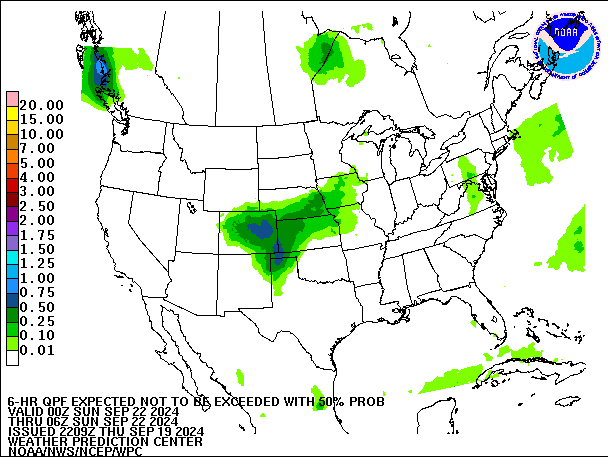 6-Hour 50th
                     Percentile QPF valid 06Z September 22, 2024