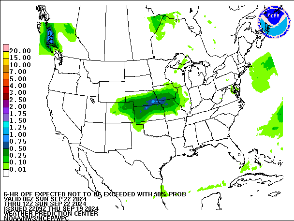 6-Hour 50th
                     Percentile QPF valid 12Z September 22, 2024