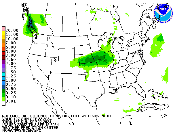 6-Hour 50th
                     Percentile QPF valid 18Z September 22, 2024