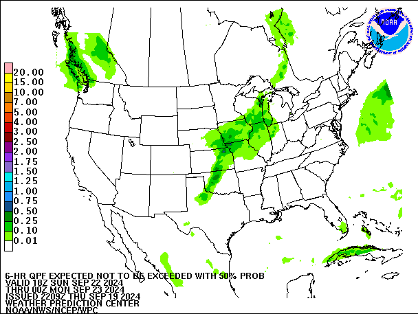 6-Hour 50th
                     Percentile QPF valid 00Z September 23, 2024