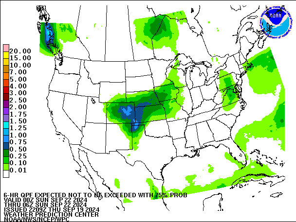 6-Hour 75th
                     Percentile QPF valid 06Z September 22, 2024