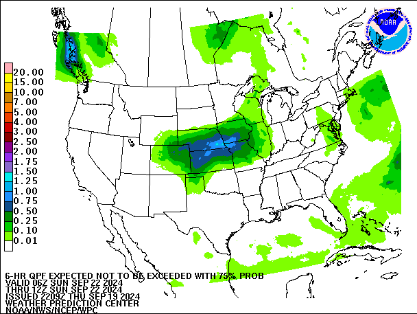 6-Hour 75th
                     Percentile QPF valid 12Z September 22, 2024