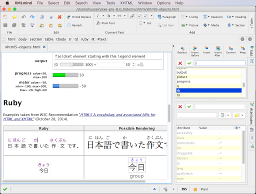 XHTML5 form controls and ruby elements when the "Emulate Web Browser" CSS has been selected