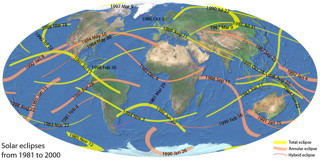 Carte Eclipses Soleil 1981-2000