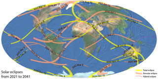 Carte Eclipses Soleil 2021-2040