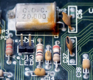 Corrosion of electronic board exposed to artificial sweat