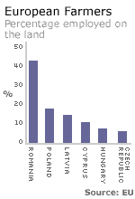 Graph showing numbers working on the land