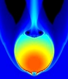 Simulation de la pénétration d'un projectile dans l'atmosphère.