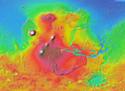 High resolution detailed map of the Mars surface.