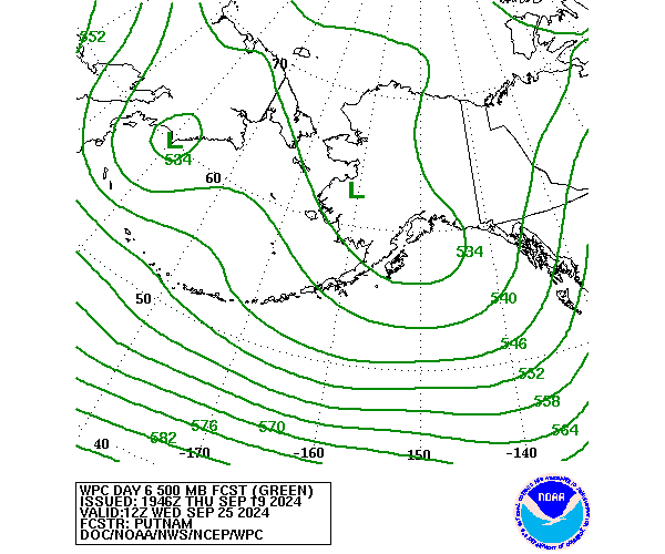 WPC Forecast of 500mb Heights valid on Day 6