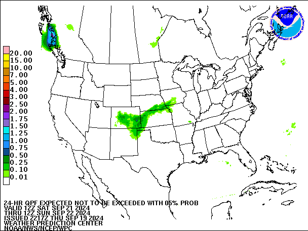 24-Hour 5th
                     Percentile QPF valid 12Z September 22, 2024