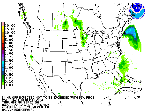 24-Hour 10th
                     Percentile QPF valid 06Z September 20, 2024