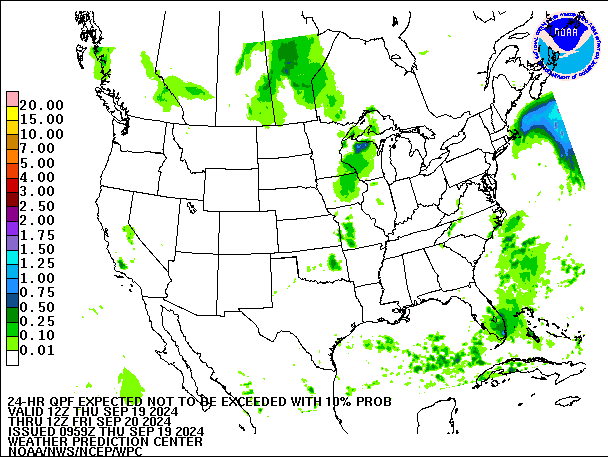 24-Hour 10th
                     Percentile QPF valid 12Z September 20, 2024