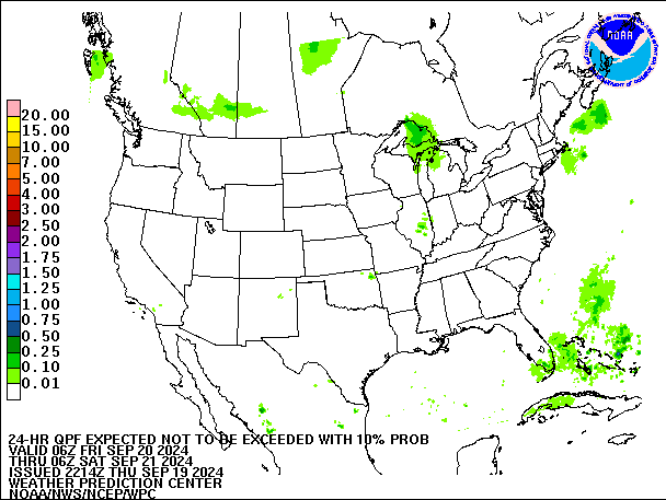 24-Hour 10th
                     Percentile QPF valid 06Z September 21, 2024