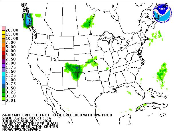 24-Hour 10th
                     Percentile QPF valid 06Z September 22, 2024