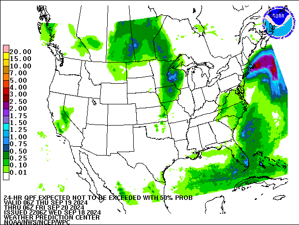 24-Hour 50th
                     Percentile QPF valid 06Z September 20, 2024