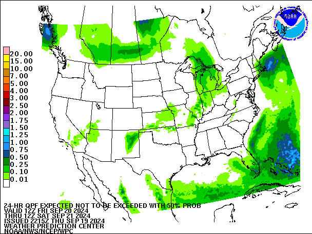 24-Hour 50th
                     Percentile QPF valid 12Z September 21, 2024