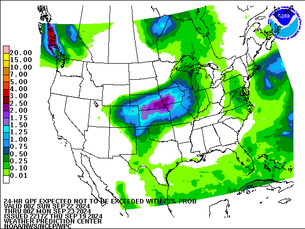 24-Hour 75th
                     Percentile QPF valid 00Z September 23, 2024