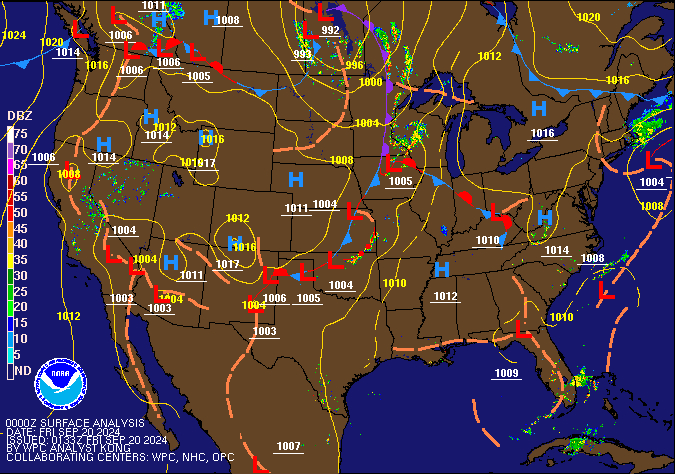 00Z U.S. Radar Mosaic with WPC Surface Analysis