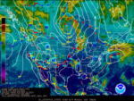 Latest North American surface analysis with IR satellite image 