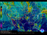 Latest United States (CONUS) surface analysis overlaid with IR satellite imagery