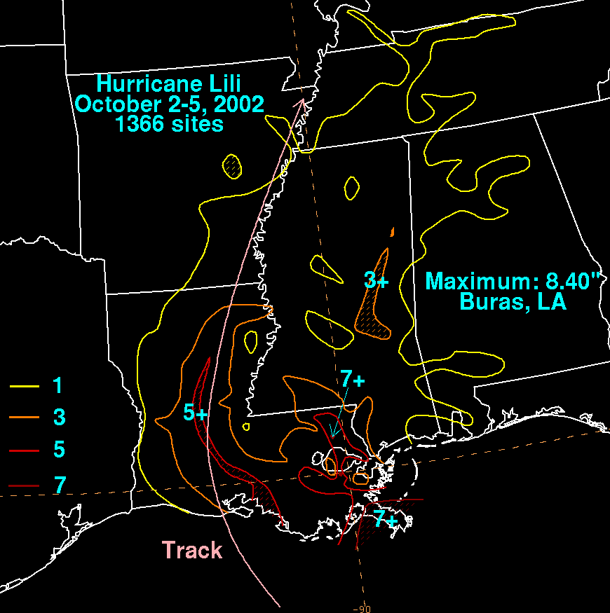 Lili (2002) Rainfall