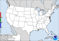 Day 1 probability of freezing rain greater than or equal to .25 inch.