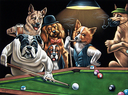 Dogs Playing Pool